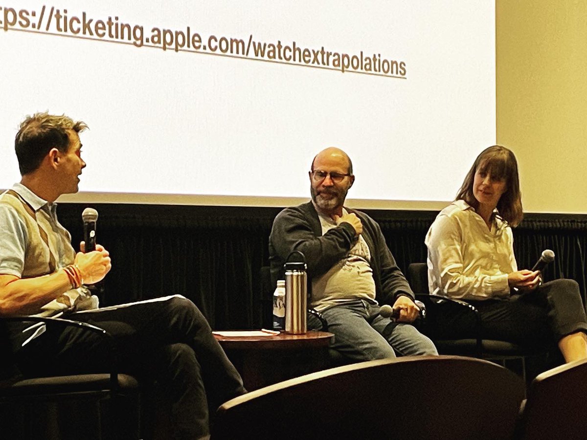 ResearchSmarter's tweet photo. Q&amp;A with Series Creator Scott Z. Burns and Executive Producer Dorothy Fortenberry  Moderated by Joe Árvai, Director of The Wrigley Institute for Environmental Studies USC Dornsife College of Letters, Arts, and Sciences

#Extrapolations #FaceofGodPanel #ClimateStorytelling https://t.co/SAfsDKkmLe