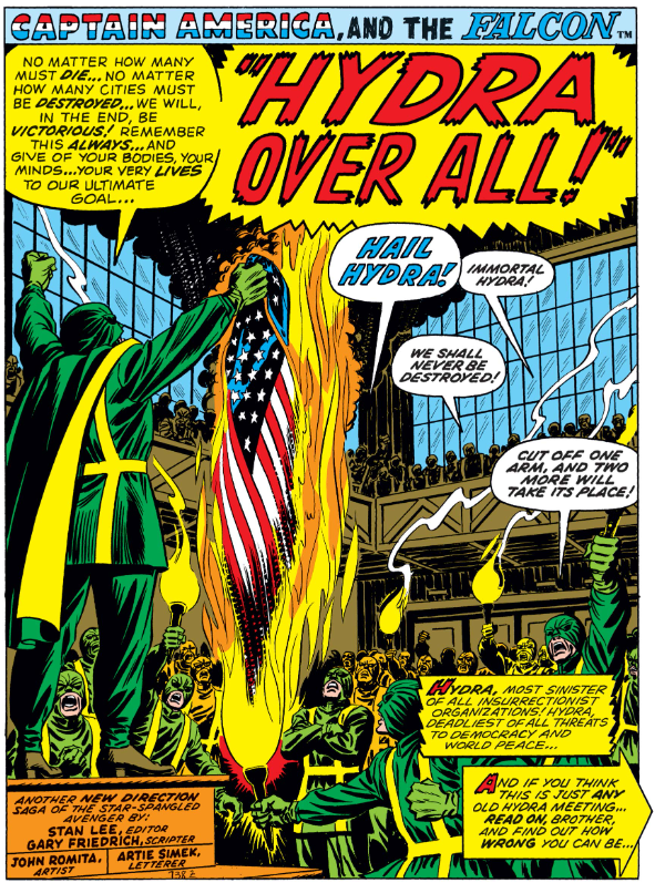 MarvelADay's tweet photo. #MarvelADay #Cap144 Here's an unusual issue of Captain America, consisting of two separate 10 page stories. First up: SHIELD vs Hydra! - JRW https://t.co/oieJaVP5eQ