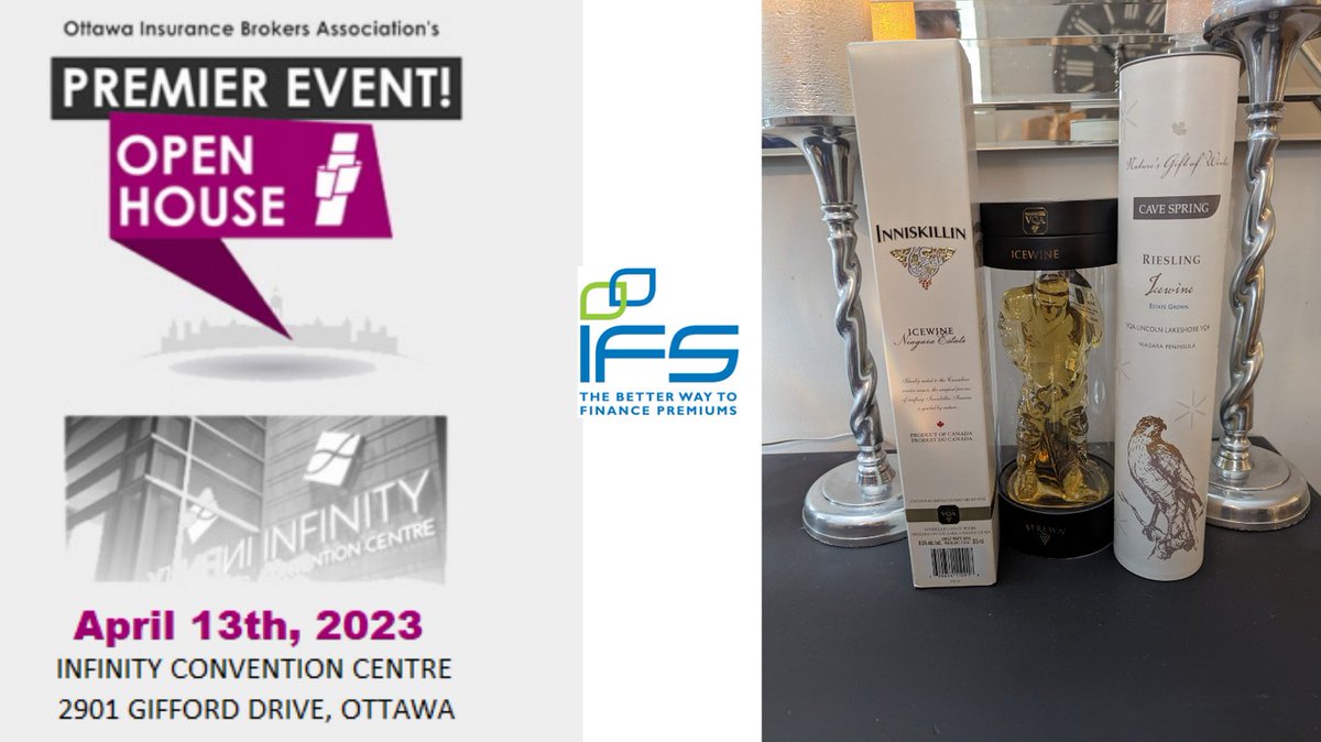 ifspremium's tweet photo. We're proud to be members of the Ottawa Insurance Brokers Association! If you're attending their Open House on April 13th, please swing by our booth for a chance to win a sweet Niagara ice wine package. We've also got some cool new swag you can grab!

#IFSBetterPremiumFinancing https://t.co/clM6DZBaHe