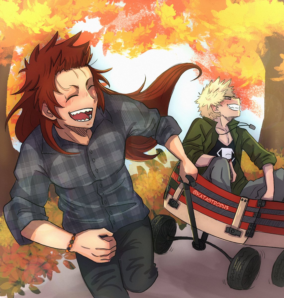 Katastr0ph3_'s tweet photo. Just the boys up to some shenanigands! ❤️🧡💚

🌻From Chapter 2 of 'Small Town' by @pandajelley🌻

[Krbk] https://t.co/5BItLUPeoo