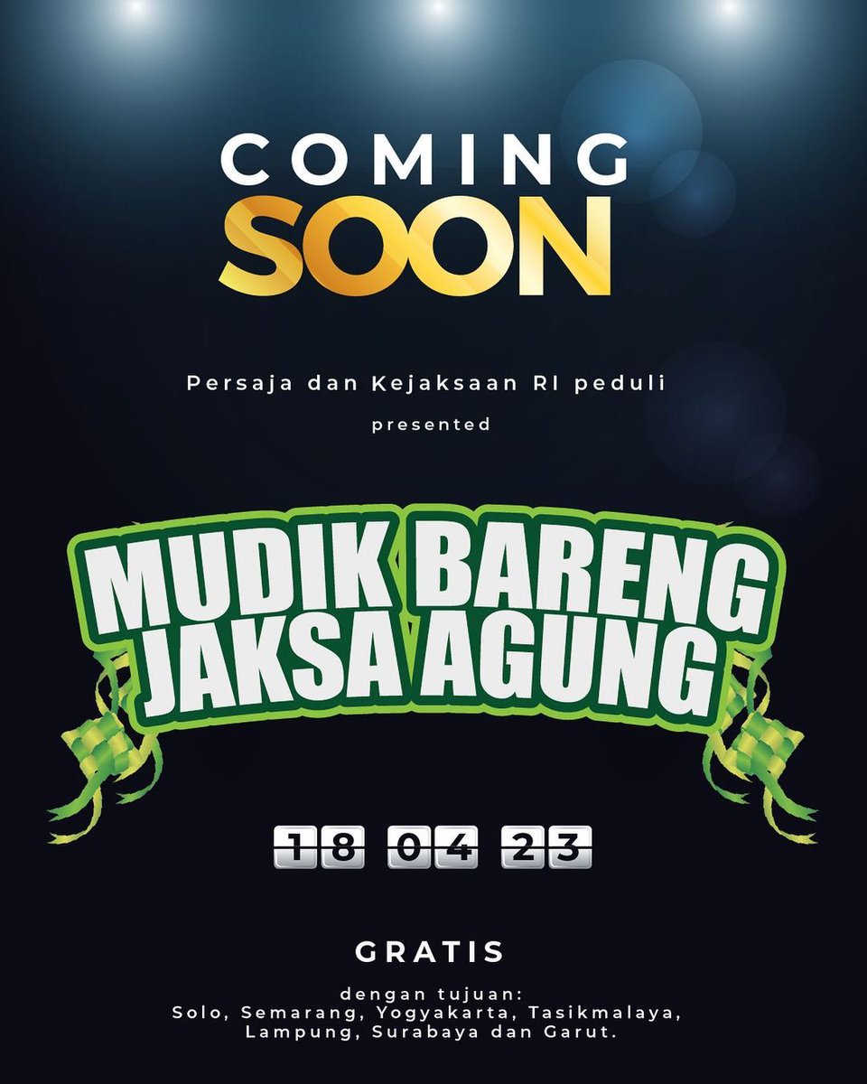 KejaksaanRI's tweet photo. ada kabar baik bagi kalian yang sedang kebingungan mencari sarana transportasi untuk Mudik Lebaran, tak perlu risau maupun gundah, karena kami punya solusinya, “Mudik Bareng Jaksa Agung”. https://t.co/XyMsj3abLO