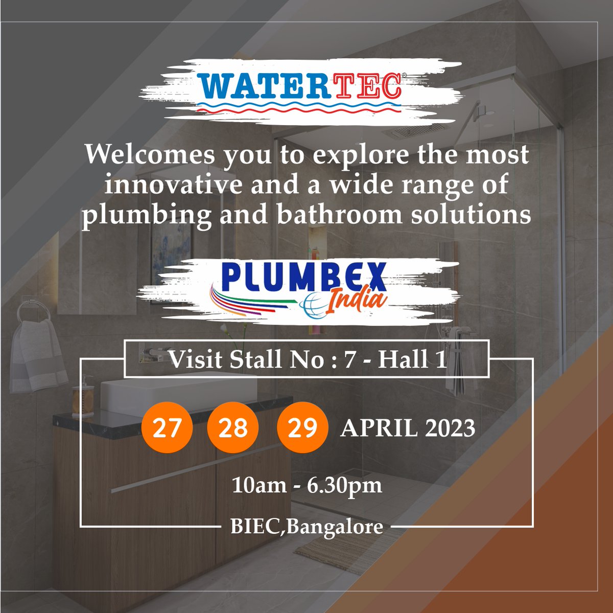 Watertecind's tweet photo. Welcomes you to explore the most innovative and wide range of plumbing and bathroom solutions.
#april2023 #plumbex #watertec #watertecindia #bengaluru #sanitaryware #plumbing #basin #exhibition #india #expo #BathwareCollection #pvcpipe #faucet #taps #bathaccessories https://t.co/NnN7EKBUpK