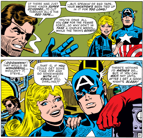 MarvelADay's tweet photo. #MarvelADay #Cap144 Will Steve and Sharon get a nice vacation? We'll find out next issue. - JRW https://t.co/iJlGGLbOFO