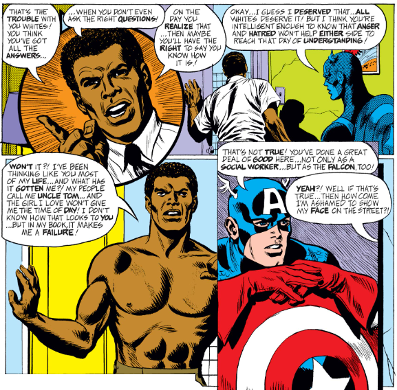 MarvelADay's tweet photo. #MarvelADay #Cap144 Sam Wilson lays down some truth for Steve Rogers. - JRW https://t.co/quYltgE8je