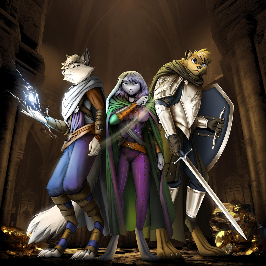 Here2Express's tweet photo. Amazing piece done by one of my favorite artists @WyvernsWeaver. Their commissions are open and support their Kickstarter. Check them out! https://t.co/cQL5sC9uQh

Sorcerer Fox - Brush (Me)
Druid Bunny - Lavender @signedLavender 
Paladin Pine Martin - Kaelan @LCut9
#furry #DnD https://t.co/i1Z4I7ejiB