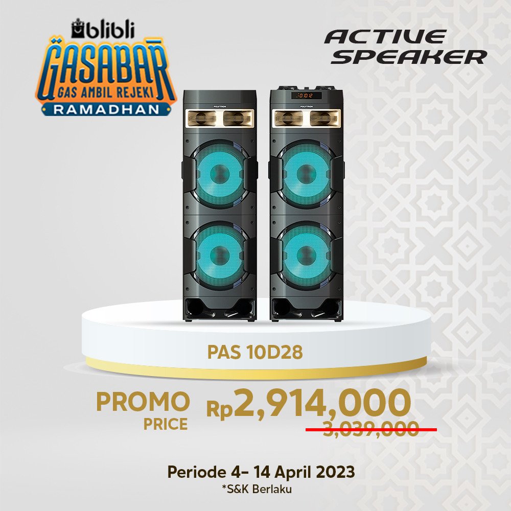 Rejeki Ramadhan Polytron x Blibli!
Dapatkan Diskon dengan Harga Terbaik untuk pembelian Speaker Polytron hanya di Bli-Bli selama periode 4 - 14 April 2023. 

Syarat dan Ketentuan Berlaku