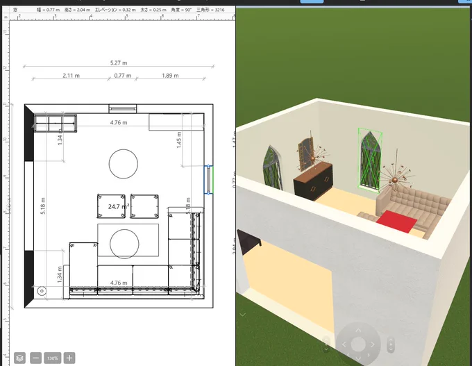 これは昨日も載せた部屋ですが、ここ五日ほどこんな感じで背景用の3Dを作っています……。
