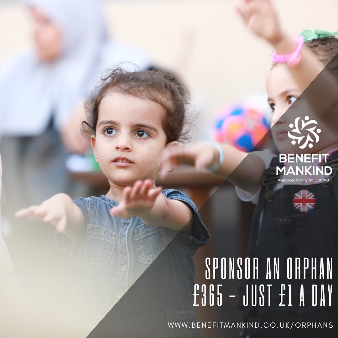 Benefit_Mankind's tweet photo. One person may not be able to change the world, but you can definitely change the world for one person 🙏❤️ 

£365 will provide annual sponsorship for an orphan child and will give them opportunities in life, sponsor at https://t.co/ncZAFSfLlD #LaylatulQadr #Ramadan https://t.co/p9xy1ZAwoo
