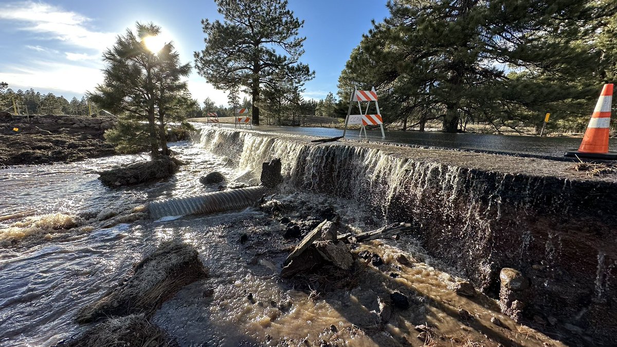 Schultz Creek at Elden Lookout Road. Hope road survives the next week of melt! #azwx