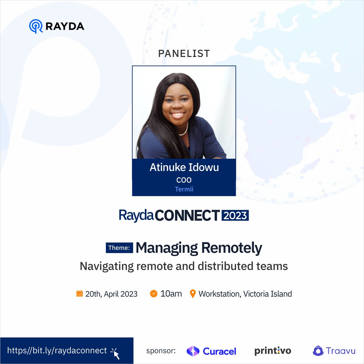 rayda_hq's tweet photo. Meet our Panelist!
Atinuke Idowu is a dynamic and accomplished professional with a wealth of experience in information and communication technology. She currently serves as the Chief Operating Officer at Termii Inc.
Let's connect at Rayda Connect.
#raydaconnect https://t.co/kVwEwqJjNo