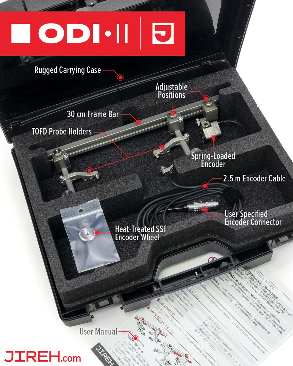 JirehIndustries's tweet image. The ODI • II is an excellent tool for non-destructive weld inspection. Its lightweight, handheld operation and spring-loaded encoder make it easy to maneuver in hard-to-reach areas.

buff.ly/2DYcjHQ

#ndt #tofd #pipeinspection #creativity #nondestructivetesting #oilgas