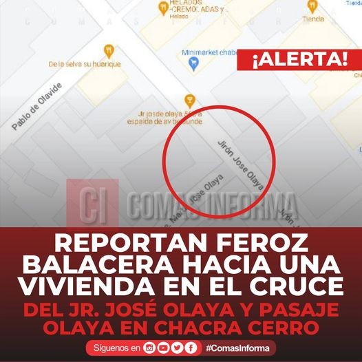 ComasInforma's tweet photo. 🔴 #Inseguridad | Vecinos reportan feroz balacera en Chacra Cerro en Comas.
#ComasInforma #Noticias https://t.co/gOSL5u7BY7