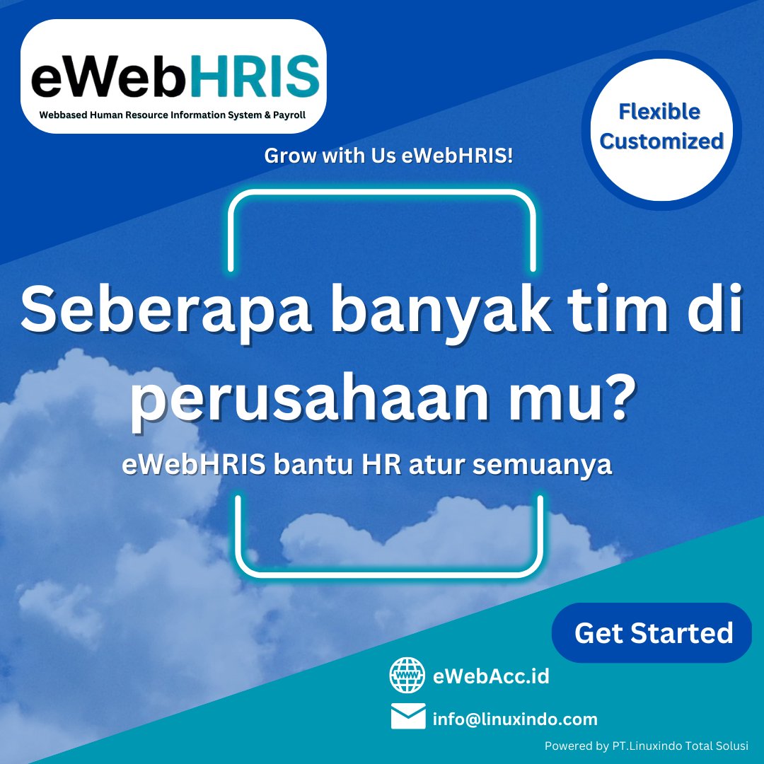 ewebacc's tweet photo. Seberapa banyak Tim di perusahaan kamu? eWebHRIS bantu HR urus semuanya. 

Grow with Us eWebAcc &amp; eWebHRIS!
SME ERP SYSTEM
Your all-in-one business solution. 

#eWebAcc #ERP #Accounting #Finance #ERPforSME #SME #eWebHRIS #HRIS #HRD #Keuangan #Manufacturing #Indonesia 
#business https://t.co/UoI4PbzBkr