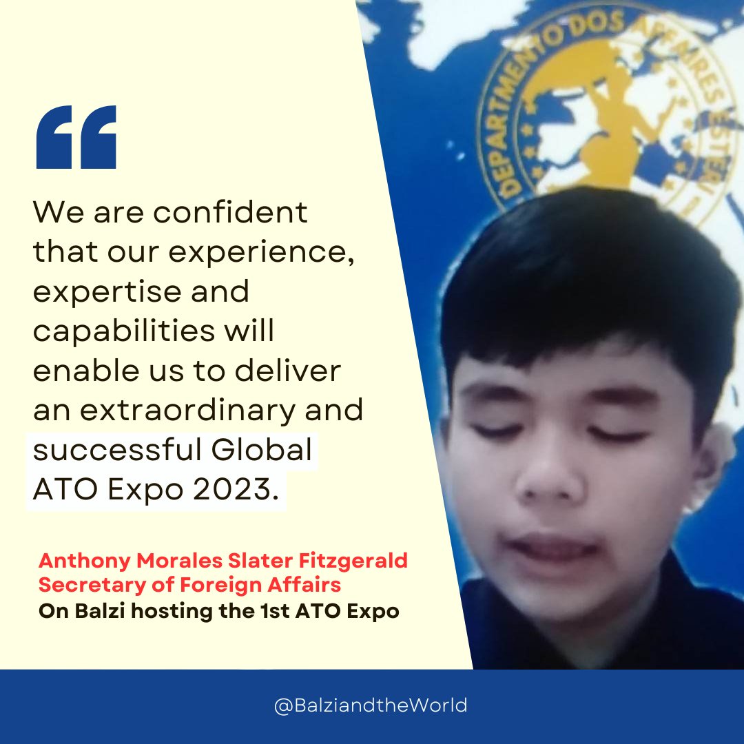 BalziandWorld's tweet photo. LOOK: Sec. Fitzgerald rallies support for Global ATO Expo 2023 with confidence and expertise during the DFA's International Conference few weeks ago. #ATOExpo2023 #Balzi #Micronations https://t.co/3FViD2PQNs