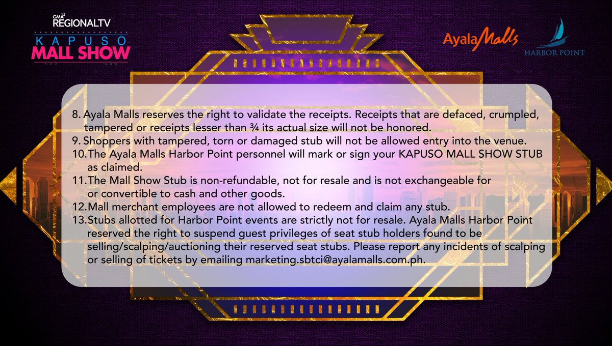 harborpointmall's tweet photo. Another afternoon filled with surprises awaits our Kapuso fans❗ Catch ‘Mga Lihim ni Urduja’ stars at the Kapuso Mall Show at Ayala Malls Harbor Point.🧡💙
Swipe to see detailed mechanics.
#iLoveHarborPoint  #YourShoppingGatewayToSubicBay
#GMARegionalTV
#KapusoMallShow https://t.co/AlVsYfxAfB