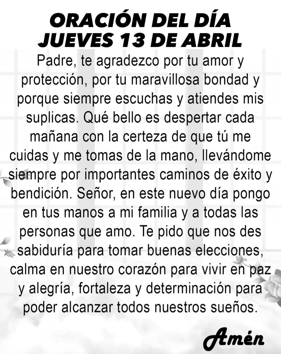 Oración diaria para hoy jueves 13 de abril de 2023.