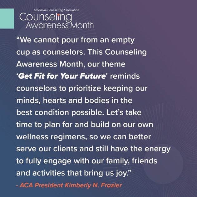MrJGguidance's tweet photo. Professional School Counselors, Social Workers, LPC’s, SEL’s you are as important as those you help and care for … Take time for your own wellness. #counselor #wellness #CAM Retweet and Tag a Counselor @Marlib06Libby @Ravae96 @nvyzaguirre @trevino_gladys https://t.co/OeFOQlX8dG