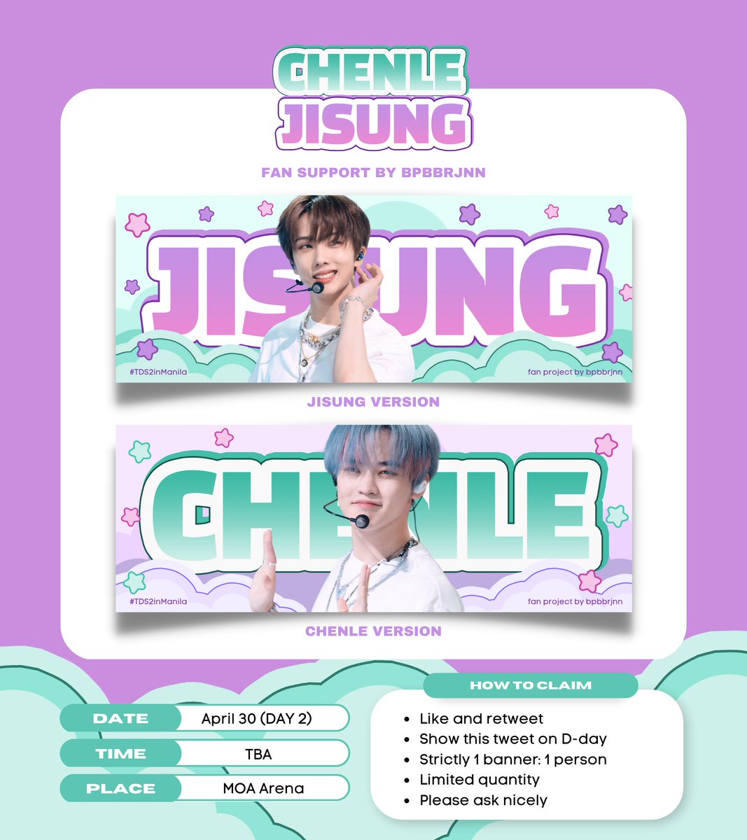 khyeji_m's tweet photo. #TDS2inMANILA freebies giveaway
fan support by @bpbbrjnn
 
hi, nctzens! i'll be giving away chenle and jisung banners for free on April 30 (day 2).

✨like &amp; rt
✨show this tweet on d-day
✨strictly 1:1
✨exact time &amp; loc tba

#THEDREAMSHOW2_in_MANILA #CHENLE #JISUNG https://t.co/4nuD1I1ANK