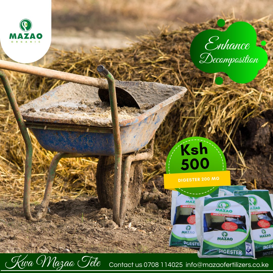 MazaoFertilizer's tweet image. MAZAO DIGESTERS
Used to disinfect and extinguish foul smell in domestic animal houses/ pit latrines/septics after 4 minutes of application. It also digests the waste and leaves only clean, safe water, which is harmless to the ecosystem.

#Kwa_Mazao_Tele
Call 0708 114025
#Digester