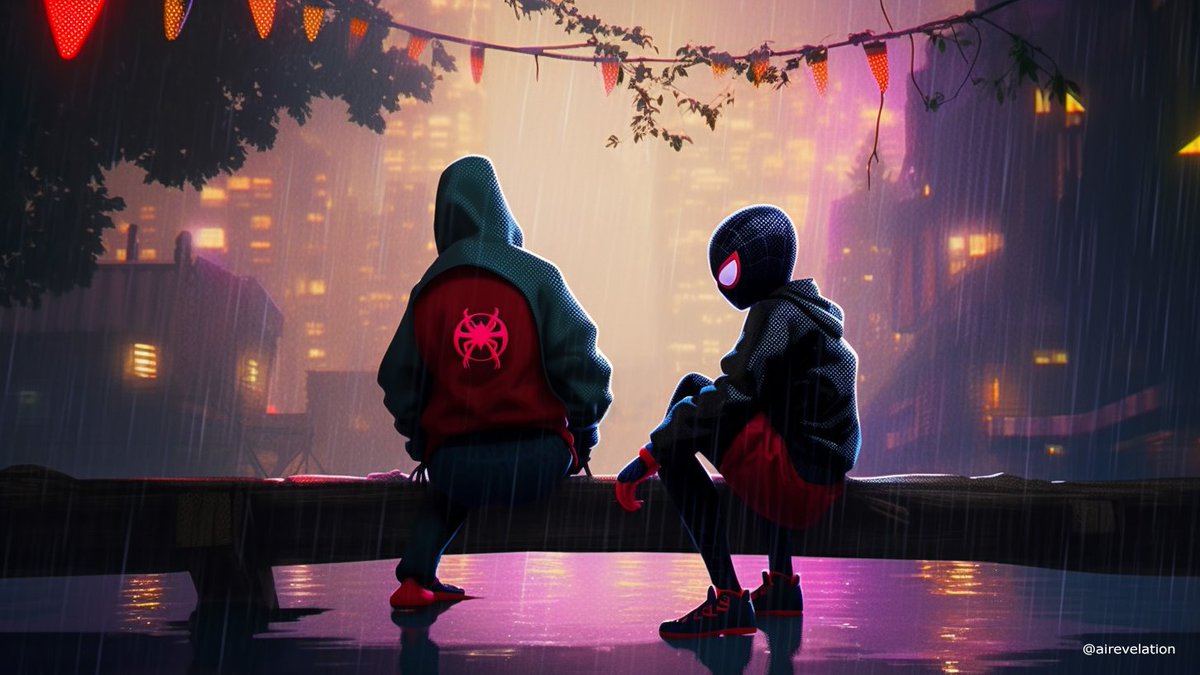 airevelation's tweet photo. No. 3 - Spider Man Into the Spider Verse (2018) is an animated film that introduces Miles Morales, an adolescent from Brooklyn. AI generated image of the movie. 
#AIgenerated #AI #movies #scifi #scifimovies #film #DigitalArt #spiderman #spidermanintothespiderverse #animatedmovie https://t.co/4hN9Tx7CHv