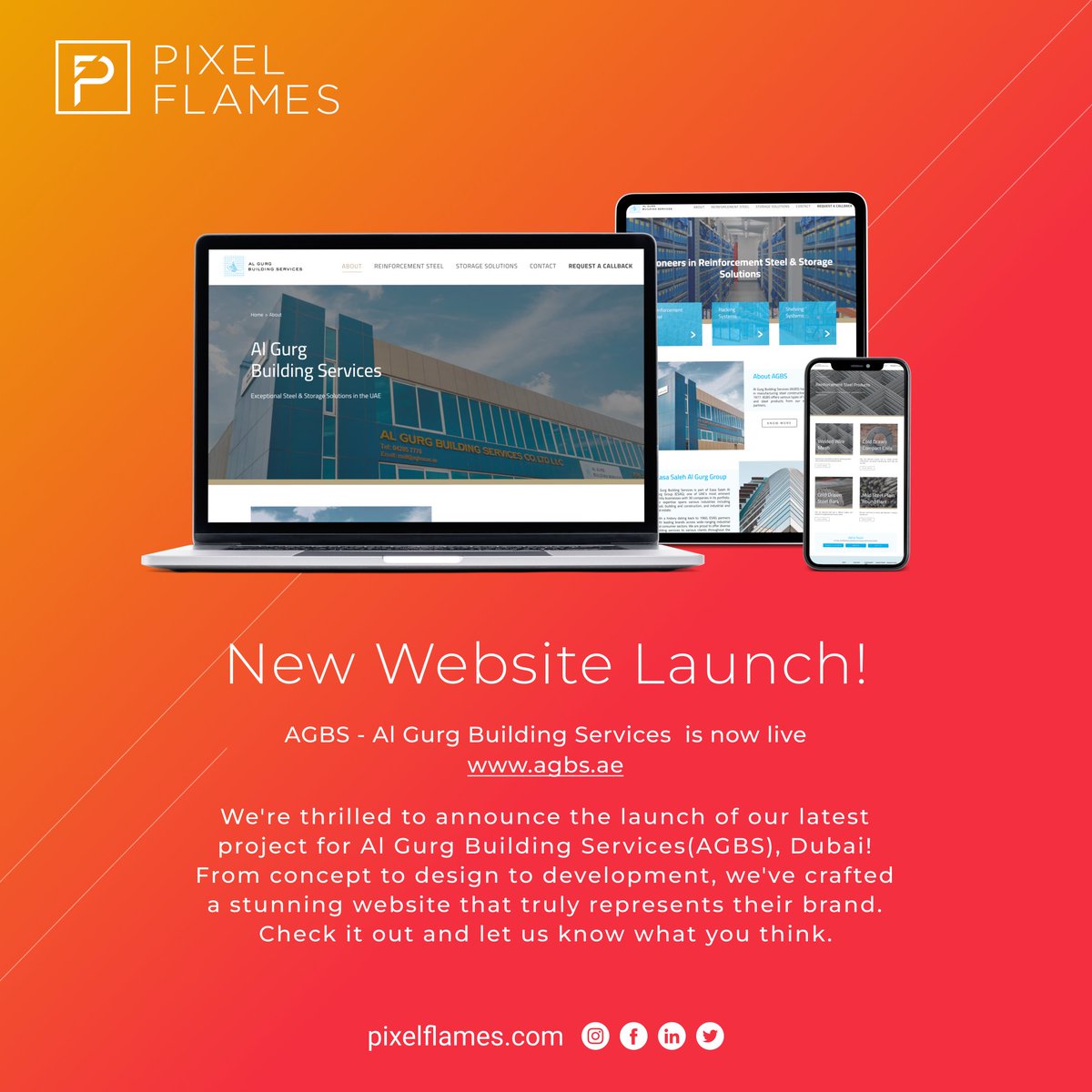 pixelflamesfze's tweet photo. we're thrilled to announce the launch of https://t.co/KdUMEllC93!
Check out our latest project and let us know what you think.
#webdesign #newwebsite #agbs #algurg https://t.co/IzrYmAWevQ