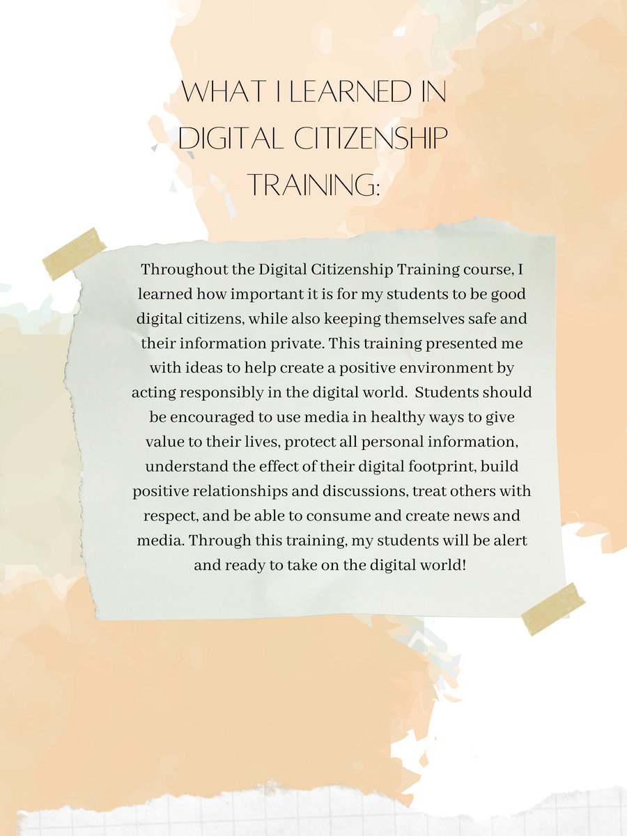KaylynBrazzel's tweet image. I completed Digital Citizenship Training! Check out what I learned!🤗 #DigCit #EdTechAtLATech