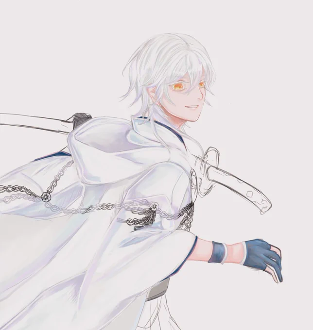 疲れた一旦ここで休憩お花書くか悩むわね…イタカさん(⓿⋎⓿)は全身描いたけど鶴丸さんはあえてアップにした方が良いかも知れない白いからお花描いたら映えるかなぁ 