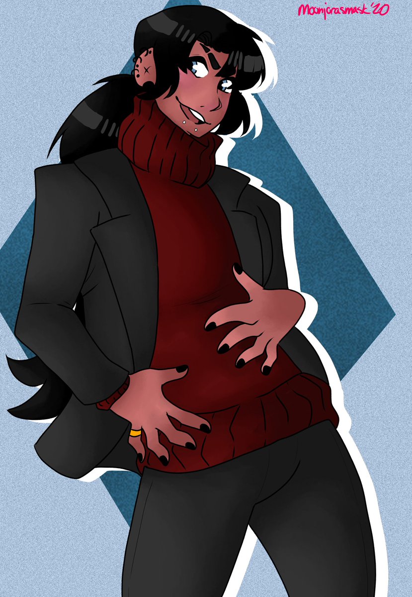 ProCassiopeia's tweet photo. I am so sorry i have been slacking on the countdown 🥹

David went through a tiny bit of work during the design process!

He used to hide his cleavage LOL 

And he also didn't have scruff but i think the scruff looks nicer ^u^

2 more days until stream!! 🎉 https://t.co/83GREEqyd3