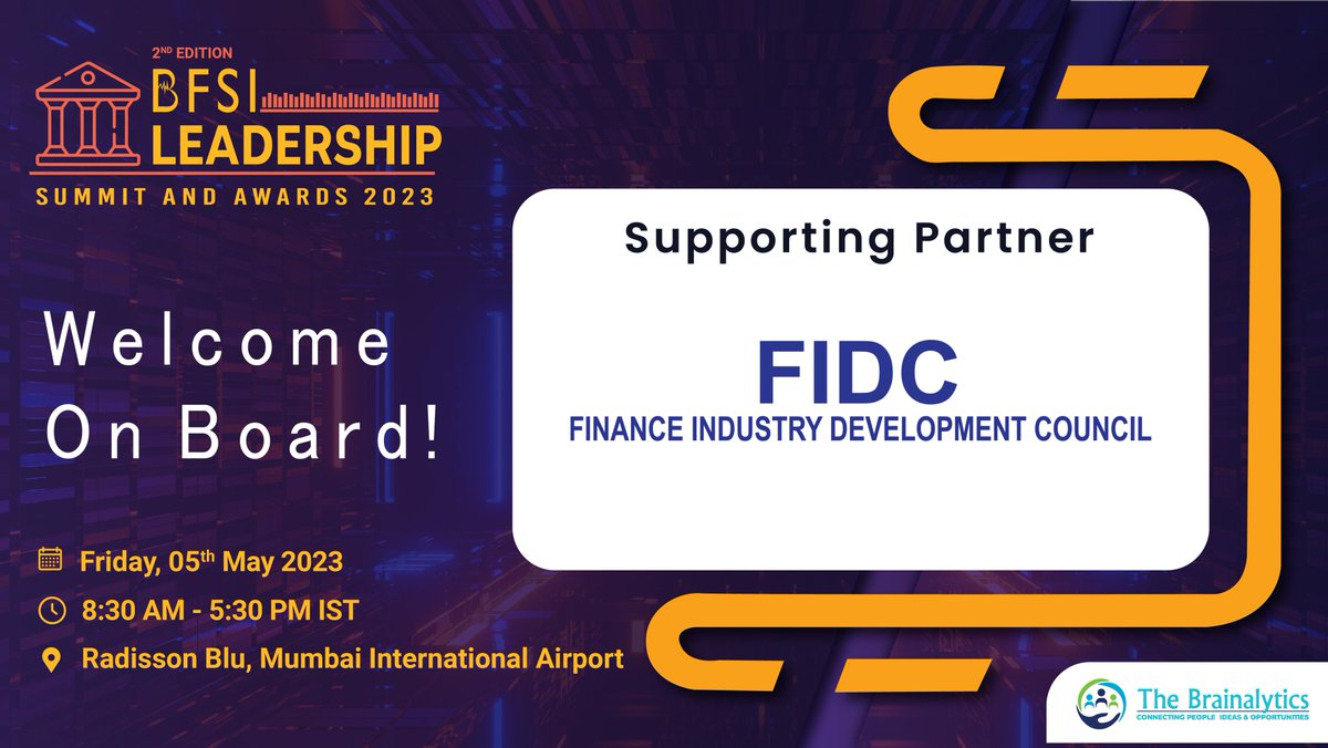 FidcIndia's tweet photo. Excited to announce that FIDC India is a supporting partner of the 2nd Edition BFSI Leadership Summit and Awards 2023. We are looking forward to this prestigious event that recognizes and celebrates the best practices, innovations, and achievements in the BFSI sector. https://t.co/IPB6QJc0dI