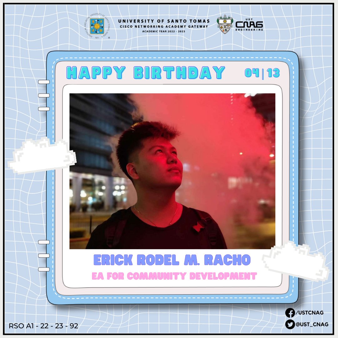 CNAG_UST's tweet photo. Happy Birthday to our Executive Associate in Community development, Erick! Continue bringing joy to those you meet.  

We are thankful to have you in CNAG. May God bless you always. Your CNAG family loves you! 📷 

Posted with permission https://t.co/CCZYorNwt4