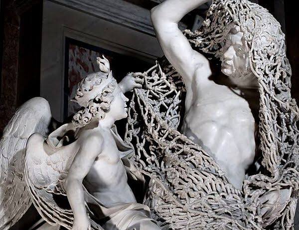 Arteymas_'s tweet image. Esta escultura muestra un pescador que se libera de una red con ayuda de un ángel y representa el abandono del pecado gracias al intelecto. La obra, esculpida en un solo bloque de mármol, era tan ambiciosa que se consideró imposible de realizar, y por ello, de entre todos los…