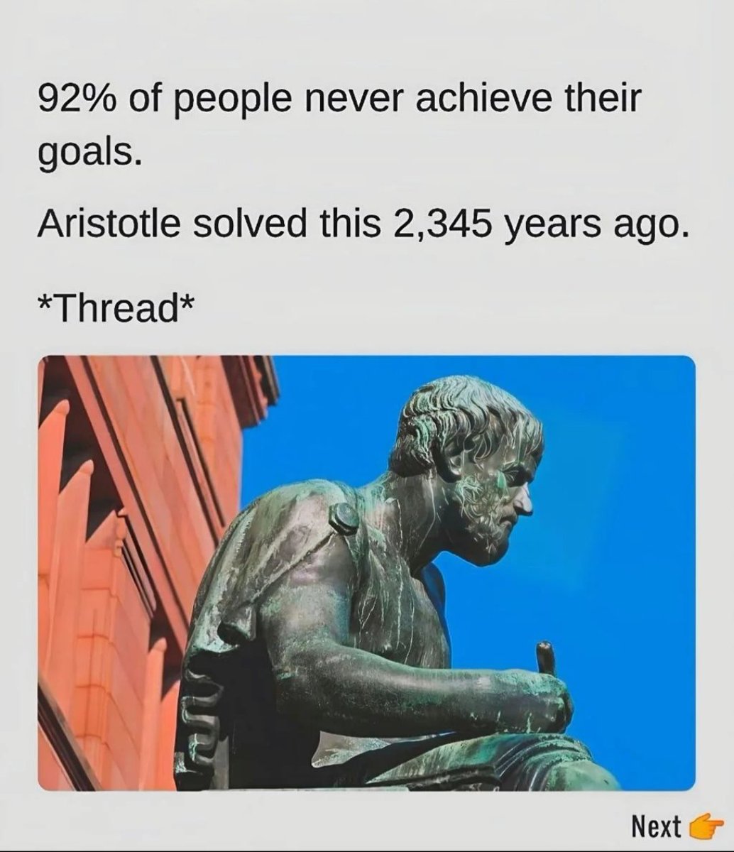 SucceededMind's tweet image. 92% of People Never Achieve Their Goals.

Aristotle Solved This 2,345 Years Ago.

*Thread*