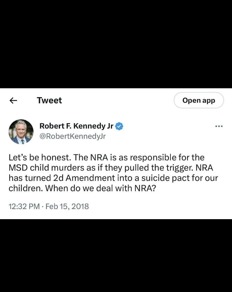 Julie4TruthLove's tweet photo. @TheChiefNerd @VJ4369 @RobertKennedyJr Will #RobertKennedyJr take our 2A Rights &amp; we will never get them back? https://t.co/mRca3RwqXY