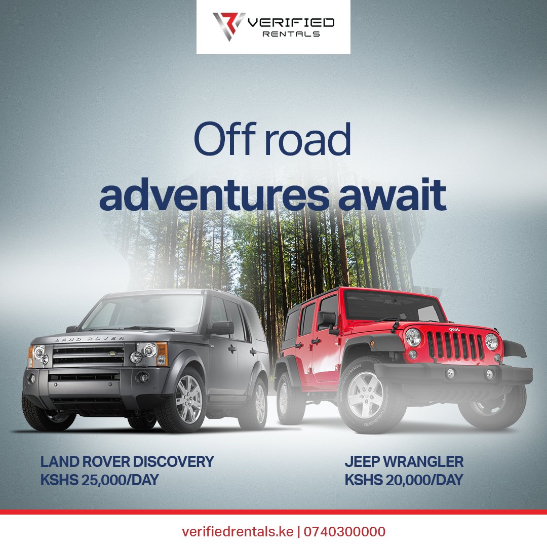 Vautoentals's tweet photo. With our lineup of 4-wheel drive cars, you can tackle any terrain with ease. 

Book directly from our website https://t.co/F8pcMlp5aE or give us a call on 0740300000 

#verifiedrentals #rentalcarnairobi #carhireservices https://t.co/hhgUNf9hw5