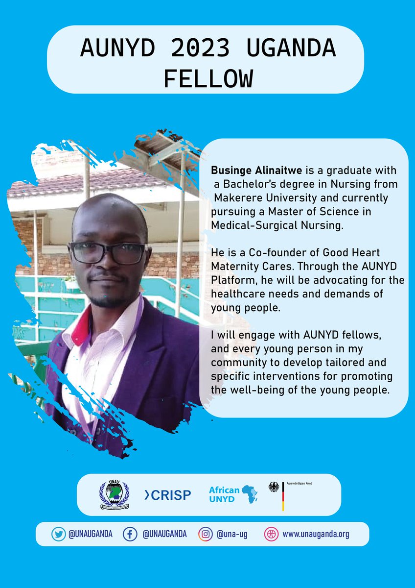 UNAUGANDA's tweet photo. #MeetTheUgandaAUNYDFellows of @UNAUGANDA 2023

Meet @Elizabeth final year  student @Makerere passionate about the financial independence of women &amp; girls &amp; 

Businge  co-founder of Good Heart maternity care. Passionate about  #SDG4 &amp; #SDG3 respectively. 

@AUNYD_2023
@UNinUganda https://t.co/0ZDbGtOllA