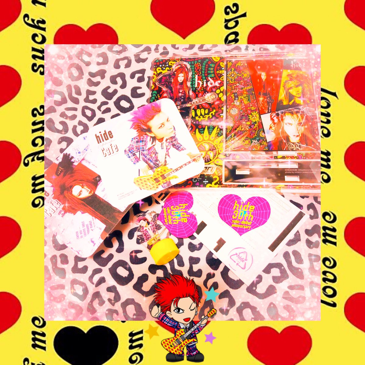 Lisa_lide's tweet photo. そいえば、ルシエル会報やっと確認📬
ステッカー入ってたよん🌈🫶🏻💕︎︎
写真は載せれないけど💦
お年賀のお年玉企画の?2023人?に当たったってことなのかしら?🤔
写真は先日の𝖍𝖎𝖉𝖊ちゃん戦利品💛♥️💛
名前入りスタンプ、ラス1げっと🥹
#hide #松本秀人
#hideMUSEUM #PSYCHOVISION #hideCafe https://t.co/3ri0jfDgvk