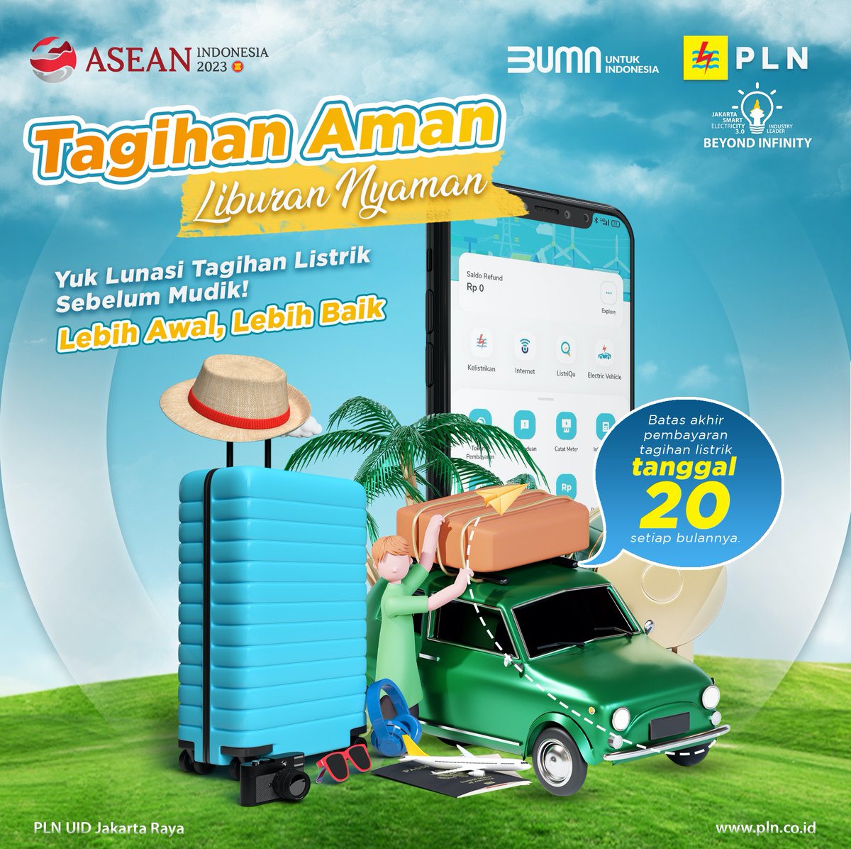 SahabatPLNJkt's tweet photo. Electrizen, tak terasa ya sebentar lagi libur lebaran. Sudah pada mulai membayangkan suasana mudik dan kampung halaman?

Nah, sebelum momen itu tiba, yuk kita selesaikan semua urusan tagihan listrik sekarang! https://t.co/59K5DBU9DZ