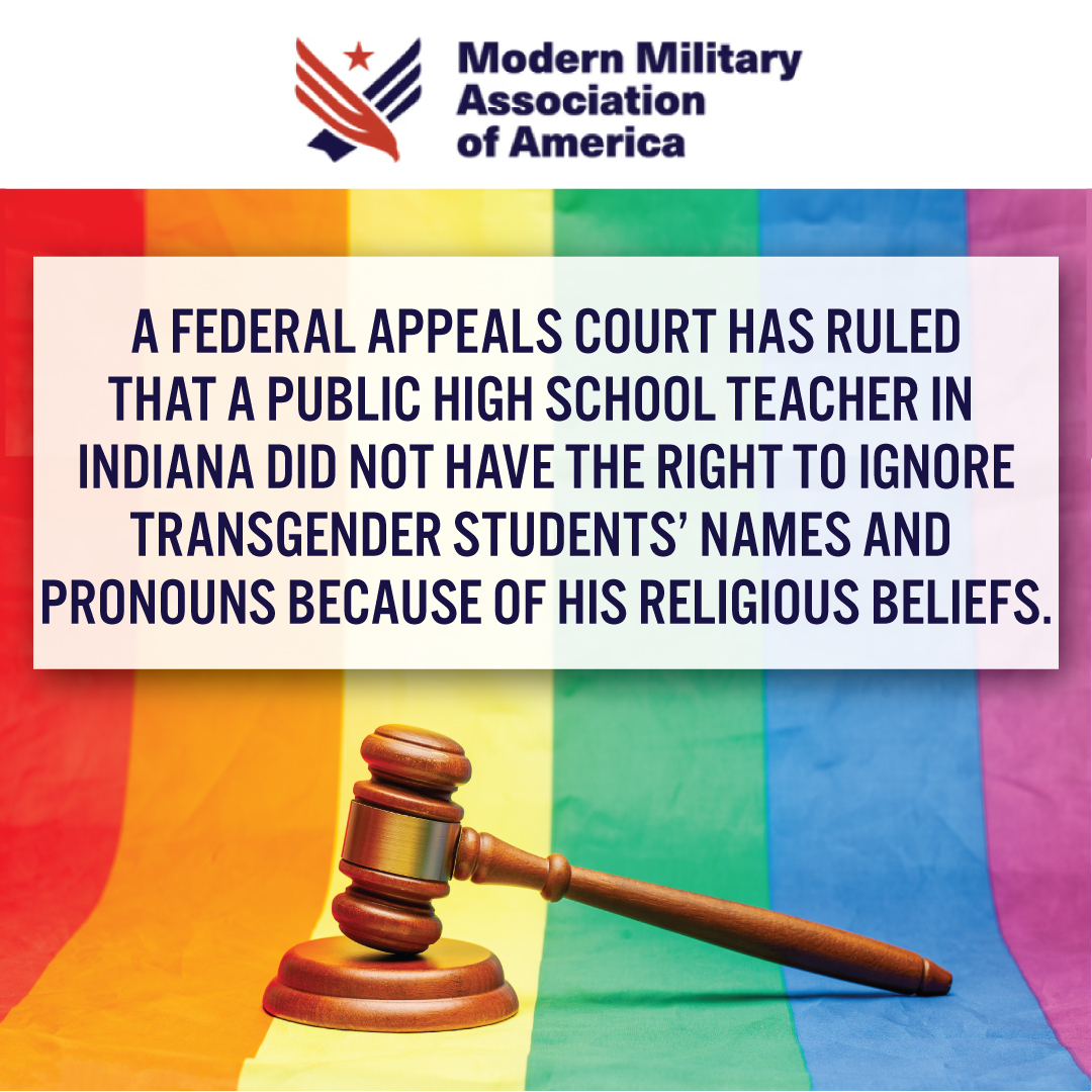 LGBTQ_Military's tweet photo. A federal appeals court has said that an Indiana school district did not violate a former music teacher's rights by pushing him to resign after the man refused to use transgender students' names and gender pronouns. https://t.co/tLN20lOgRe
#TransRights #LGBTQ #KeepMarchingForward https://t.co/FO1gqKvA6L