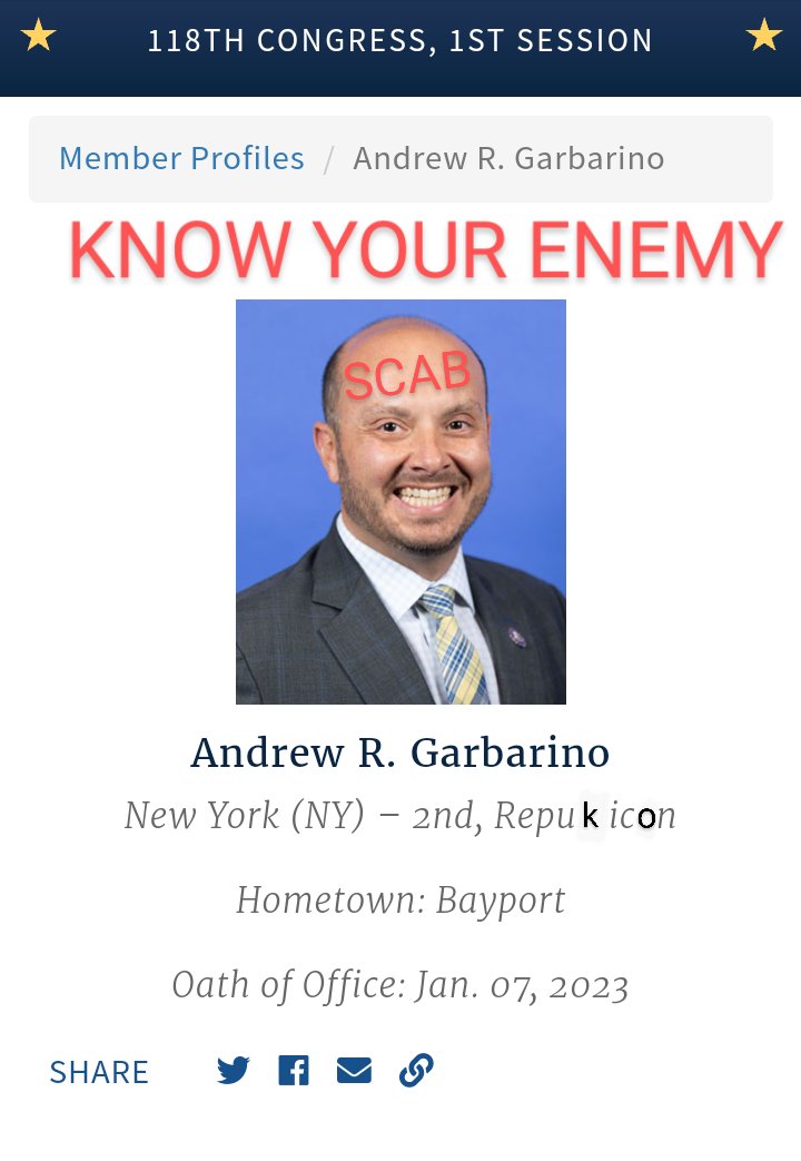 BrJoeBalkis's tweet photo. Call #CongressIt #AndrewRGarbarino a #scab &amp; tell it to #resign for #voting yea to impose the concessionary #RailContract the #RailWorkers #voted down. Call it a #scab on its for voting yea to block a legal #strike 
#dc 202-225-7896
#patchogue 631-541-4225
https://t.co/dapGAHMt3a https://t.co/XQDkUV93gA