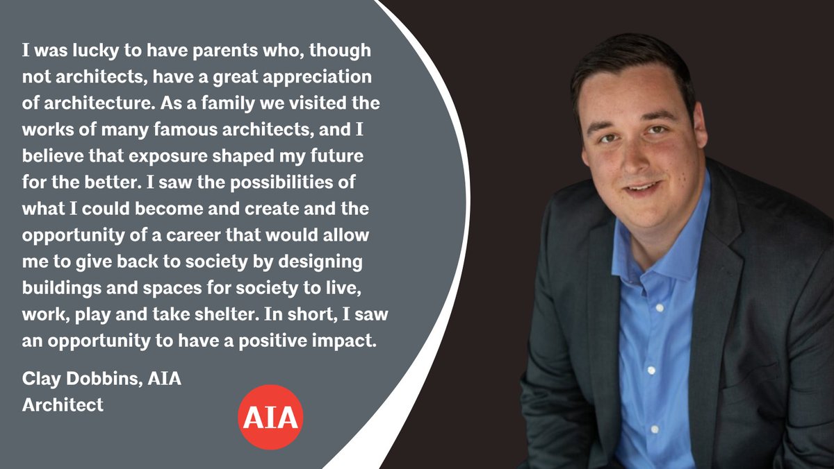 AIACOC's tweet photo. Architect, Clay Dobbins shares why he chose architecture! #archweek23 #CelebrateArchitecture #architects #architecture #design #okc https://t.co/sXHlLaBRC3