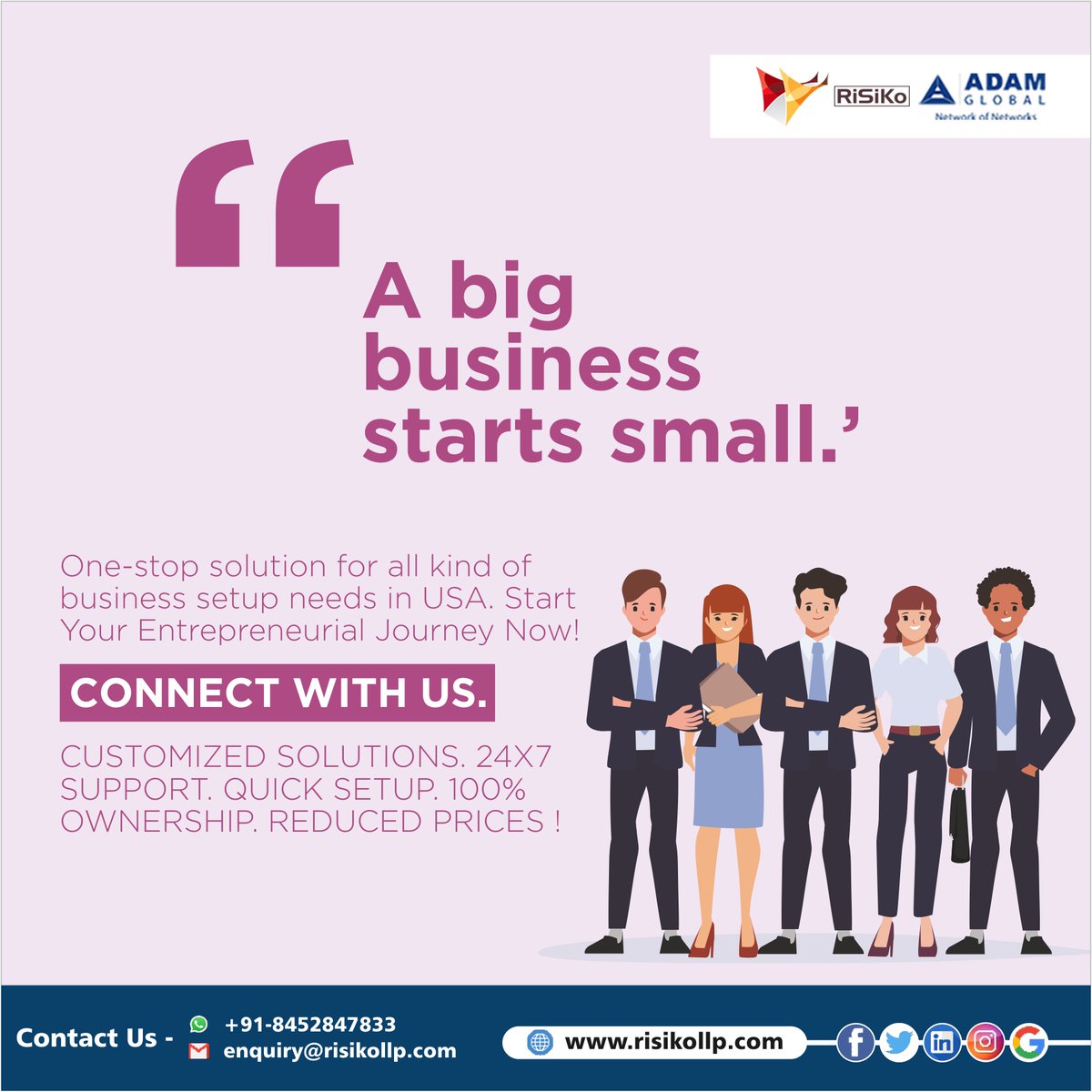 RiSiKollp's tweet photo. "A big business starts small" one - Stop solution for all kind of business setup needs in USA . Start your entrepreneurial journey now!!!
.
#Dubai #India #newsetup #company #risikollp #adamglobal #business #companyindubai #financial #adamglobal #globalnetwork #growth https://t.co/O7COTEaTrm