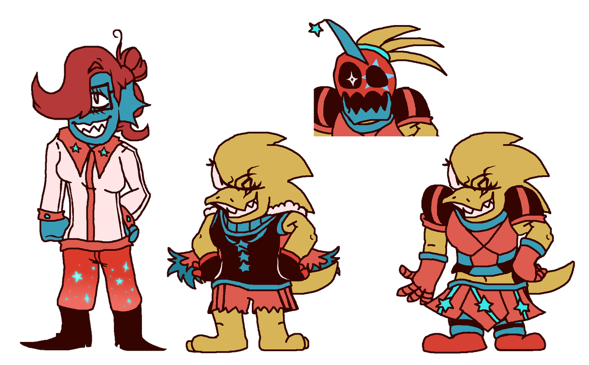 FunkiestBunny's tweet photo. Updated and tweaked Swapouter Undyne and Alphys' designs! #SWAPOUTER #UNDERTALE #Underswap #Outertale https://t.co/K3qxn23T78