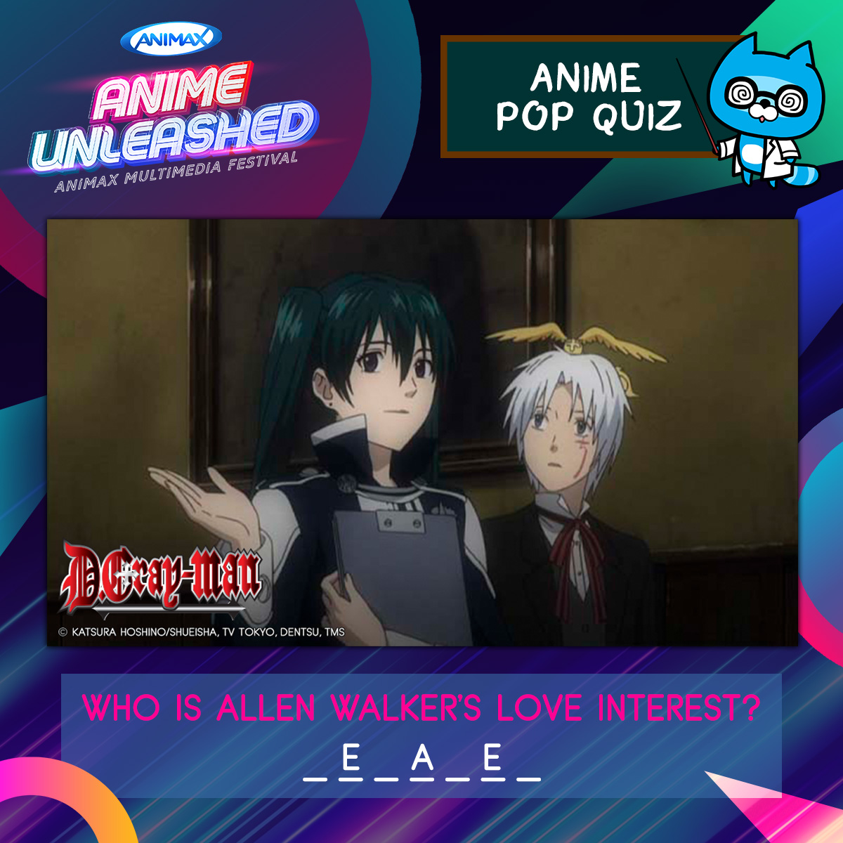 animaxasiatv's tweet photo. Time to whip up some trivia magic, 'D.Gray-man' fans! 👏 Take on the quiz and share your answer in the comments below! 👇 

'D.Gray-man', Fri at 8PM (7PM JKT/BKK) with 4 episodes back-to-back.

#AnimeUnleashed #AnimaxMultimedia #Animax_RetroHits https://t.co/K8ATIYQ0xS