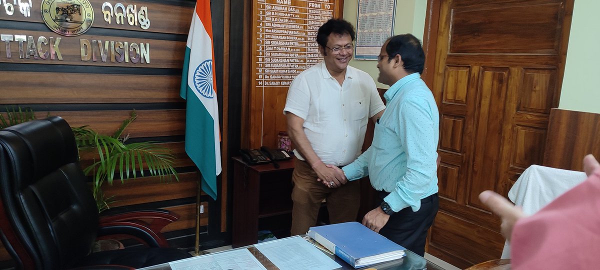 Cuttack_DFO's tweet photo. On dt.12.04.2023, Sri Ajit Kumar Satpathy Sir joined as D. F. O. in Cuttack Forest Division. He had taken over charge of the Division from Dr. Sanjaya Kumar Swain, IFS. CF. https://t.co/ZiaHcRGOYf