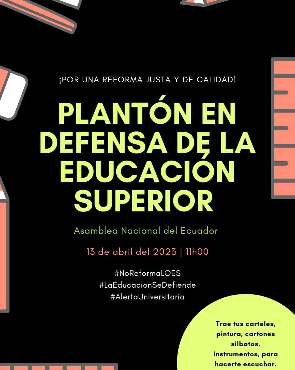 Softhings's tweet photo. Como estudiantes autoconvocadxs estaremos vigilantes en la @AsambleaEcuador para pedir el archivo de la reforma a la LOES.

¡Trae tu cartel y súmate!
#NoReformaLOES #LaEducaciónSeDefiende https://t.co/y7ieBkIjyH