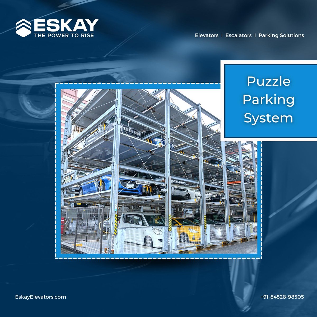 Our fully automated #PuzzleParkingSystem features horizontal & vertical movement of parking spots and can retrieve cars in no time. Plus, with multiple sensors and complete customization options, it's perfect for any property.  #AutomatedParking #EfficientParking #eskayelevators