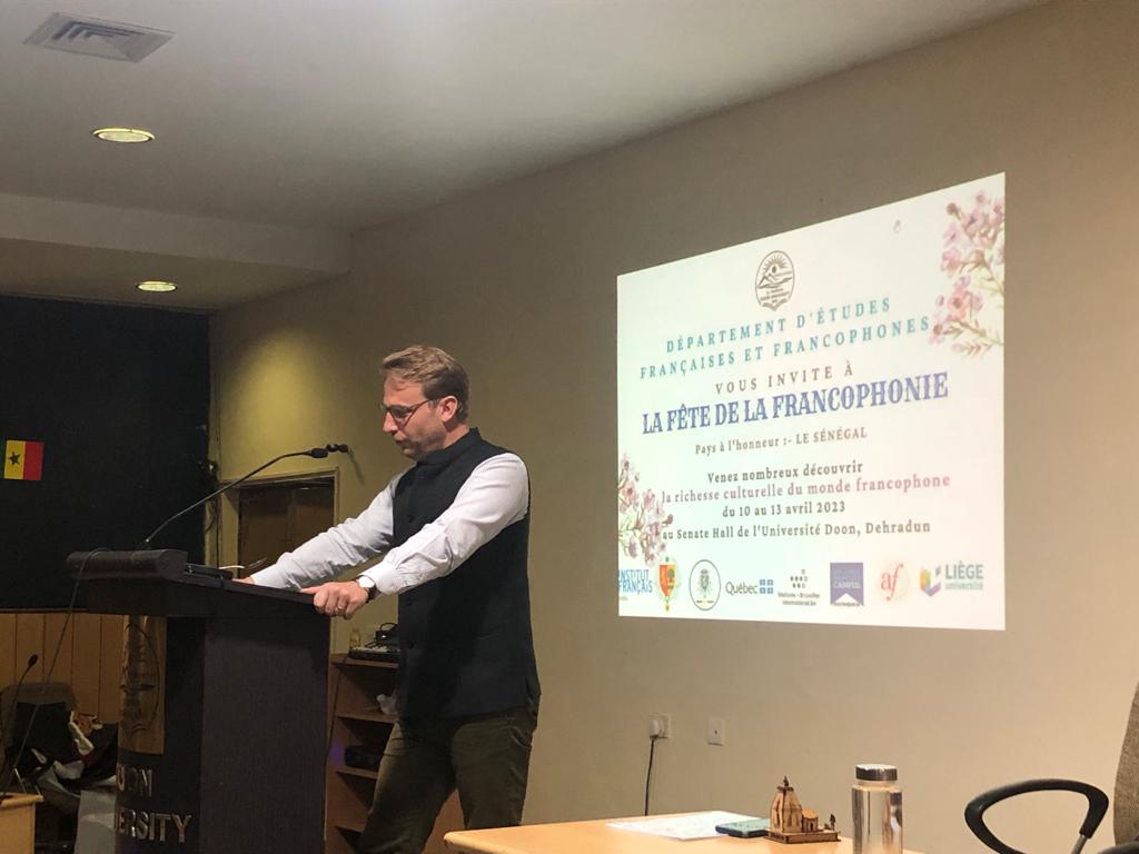ArnaudLion4's tweet photo. Thank you @doonuniversity for putting Belgium at the honour of the celebrations of the Francophonie and see the cooperation with @UniversiteLiege. Great to interact with fantastic students on their professional aspirations and impressed by their knowledge of french. https://t.co/xiKcsoChtc