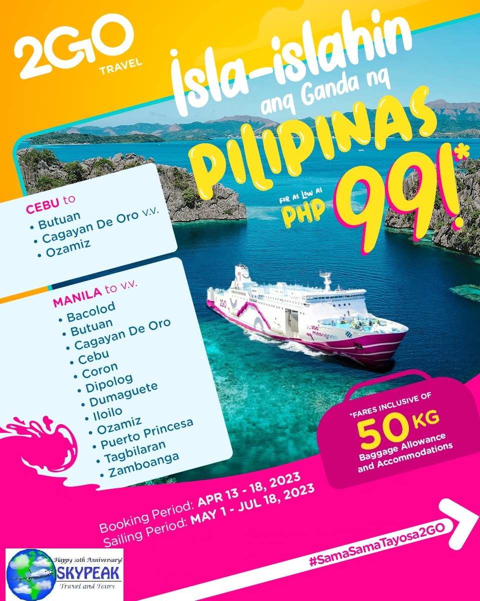 sky_peak's tweet photo. 2GO Travel Seat Sale promo fares @ #Skypeak Travel & Tours visit our fb 4 details
@2go_travel
https://t.co/JONIgLicX2 #SamaSamaTayoSa2GO
#2GOSafeTravels
#go2GO
#2GOKada https://t.co/0cNnd4cmXP