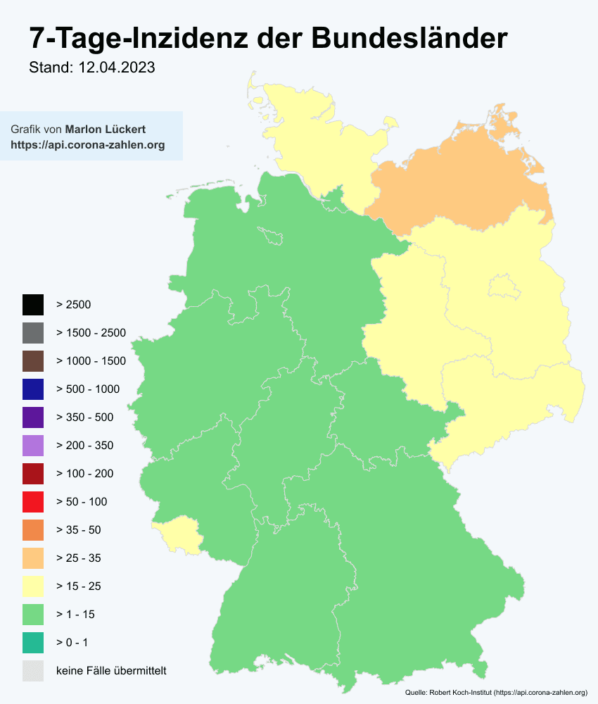 CoronaBot_DEU's tweet photo. 🇩🇪 #Corona Statistiken am 13.04.2023 🇩🇪

🦠 Aktiv Infiziert: 63.885
☠ Todesfälle: 171.597 (+186)
🏥 Genesen: +5.878

⚠ Neuinfektionen: +5.419
↗ 7 Tage R-Wert: 0,8

🪄 Inzidenz: 11,78 https://t.co/qfs2iMfFft