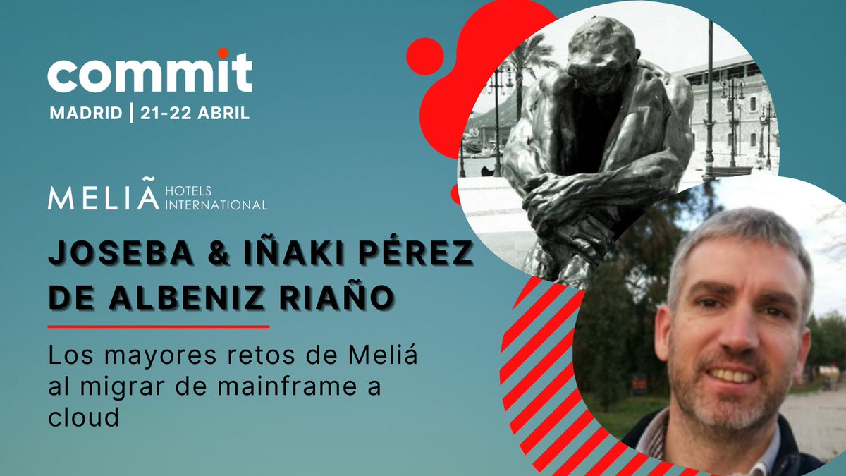 En <a href="/MeliaHotelsInt/">Meliá Hotels International</a> han ejecutado recientemente su más ambicioso proyecto de transformación digital y migración de IBM mainframe a la nube de #AWS. Lo vendrán a contar en #commitconf el viernes 21 <a href="/ialbeniz/">Iñaki Pérez de Albéniz</a> y <a href="/JosebaPDA/">Joseba</a>